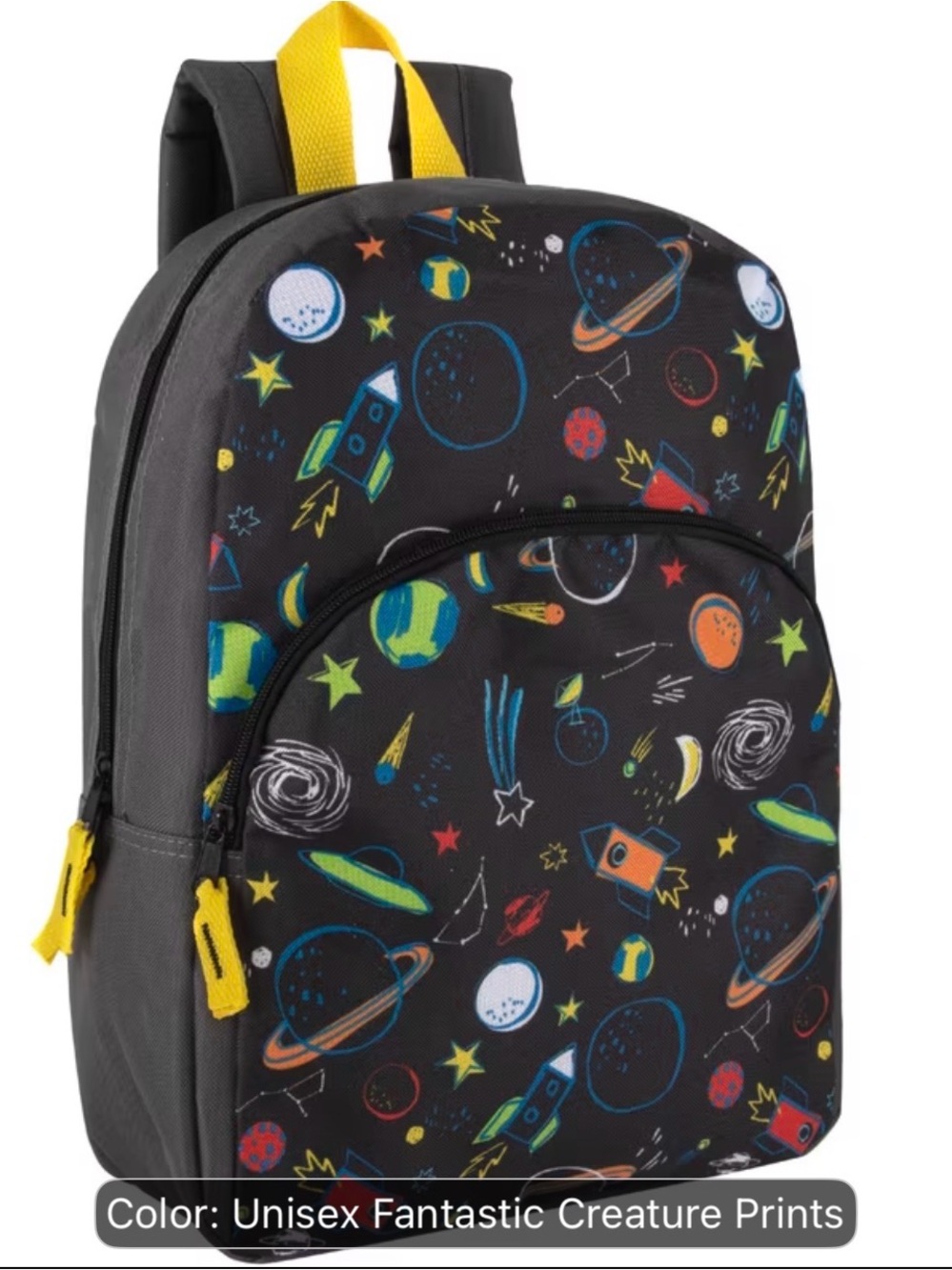 Kids Space Print Backpack - Black with Colorful Galaxy Motif